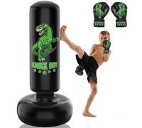 JUOIFIP Kids Punhing Bag - 160 cm Freestanding Boxing Bag Set with Boxing Gloves - Ferocious Dinosaur Sports inflatable kickboxing bag for Training Karate Taekwondo MMA