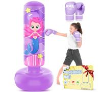 JUOIFIP Punching Bag for Kids, 66'' Large Inflatable Punch Bag With Boxing Gloves, Free Standing, Great Gift for Girls Age 5-12, Set for Practicing Karate, Taekwondo, MMA