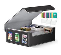 JUOIFIP Trading Card Storage Box, Commander Card Deck Case Holds 1800+ Cards, Card Deck Case with 12 with Colorful Dividers & 3 Toploader, Magic Card Organizer Fits for MTG, TCG, PTCG Cards