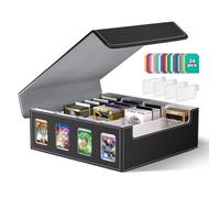 JUOIFIP Trading Card Storage Box, Commander Card Deck Case Holds 2400+ Cards, Card Deck Case with 24 with Colorful Dividers & 4 Toploader, Magic Card Organizer Fits for MTG, TCG, PTCG Cards