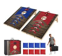 JUOIFIP Upgraded 3x2 FT Foldable Cornhole Game Set with Scoring System, 8 Bean Bags & Carrying Bag for Outdoor Backyard, Lawn, Beach, 2-in-1 Camping Game
