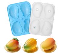 Juome 3D Mango Shape Cake Mold - 4 Cavity Fruit Pudding Mango Silicone Molds for Baking Pastry, Ice Cream, Mousse Cake Decoration Mould Supplies