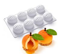 Juome 3D Orange Shape Cake Mold - 8 Cavity Fruit Pudding Orange Silicone Molds for Baking Pastry, Ice Cream, Mousse Cake Decoration Mould Supplies