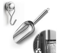 Juome 3oz Stainless Steel Ice Scoop for Freezer with Magnetic Holder, Metal Ice Scoop for Ice Machine, Small Ice Cube Scooper for Freezer Bin for Ge Profile Opal 2.0 Nugget Ice Maker