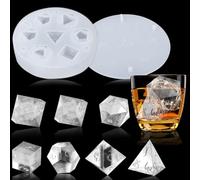 Juome Silicone Ice Cube Tray Molds with 7 Standard Stereoscopic Dice Cavities, Whisky Ice Cubes, DND Accessories, Decor Table Board Game Dice Lovers Gift