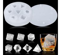 Juome Silicone Ice Cube Tray Molds with 7 Standard Stereoscopic Dice Cavities, Whisky Ice Cubes, DND Accessories, Decor Table Board Game Dice Lovers Gift