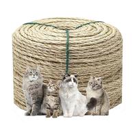 Juomid 1/6 Inch Natural Sisal Rope, 164-Feet, 50m, for Cat Scratching Post, Tower, DIY Hemp Twine, Replacement, Sisal Fiber, Biodegradable, 4mm Diameter