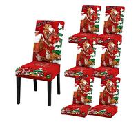 JUOPZKENN 4Pcs 6Pcs Christmas Chair Covers, Washable Dining Chair Seat Protector, Stretch Chairs Slipcovers, Christmas Dining Chair Covers Set for Hotel Banquet Christmas Holiday(6pcs)