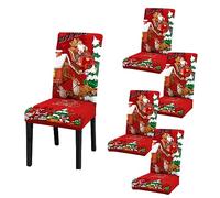 JUOPZKENN 4Pcs 6Pcs Christmas Chair Covers, Washable Dining Chair Seat Protector, Stretch Chairs Slipcovers, Christmas Dining Chair Covers Set for Hotel Banquet Christmas Holiday(4pcs)