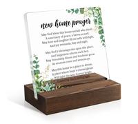 Juoqg Christian Housewarming Prayer Plaque - New Home Blessing Sign with Wooden Stand, Inspirational Gifts for Homeowners, Realtor Closing Present, Family & Neighbor Welcome Decor for House or Office