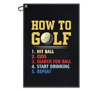 Juoqg How to Golf Towel, Funny Golf Bag Towel with Clip for Men, Golfing Accessories for Men Women, Christmas Birthday Retirement Gifts for Golfer Sports Fan, Golfing Gifts for Dad Mom Grandpa Friend