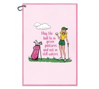 Juoqg May The Ball Lie in Green Pastures Pink Golf Towel, Funny Golf Bag Towel with Clip, Golfing Accessories for Women, Golfing Gifts for Golfer Mom Daughter, Birthday Gifts for Sport Lover Friend