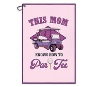 Juoqg This Mom Know How to Par Tee Golf Towel, Funny Golf Bag Towel with Clip, Golfing Accessories for Women, Golfing Gifts for Ladies Golfer Mom Grandma, Mothers Day Birthday Gifts for Sport Lover