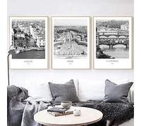 juou Venice Florence Rome Italy Photography Print Black White Italy Cities Canvas Painting Wall Art Picture Poster Room Decor 40 x 60 cm 3 Pieces Frameless