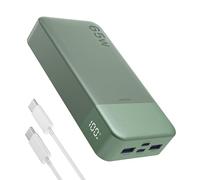 JUOVI Power Bank 65W 20000mAh Laptop Portable Charger, PD QC Fast Charging with 4 USB Ports, External Battery Pack for MacBook iPad Tablet Phone Steam Deck and More (Green)