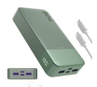 JUOVI Power Bank Fast Charging, 90W Laptop Power Bank 20000mAh Portable Charger, Battery Pack with 2 USB-C & 2 USB-A Ports, Powerbank for Laptop iPhone 17/16/15 Series, Galaxy (Green)