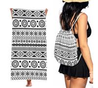 Juox 2 In 1 Beach Towel Bag, Beach Microfibre Towel Backpack, Beach Towel That Turns Into A Bag, 2 In 1 Lightweight For Sun Loungers, Travel, Summer, Swimming, Gym, Sports, Yoga (Style 2)