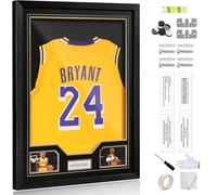 JupDec Jersey Frame Display Case, Large Clear Acrylic Shadow Box with UV Protection for Baseball Basketball Football Soccer Hockey shirts, Wall Mount Wooden Showcase, Idea Gift for Sports fans, 1 pack