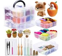 Jupean Needle Felting Kit, Wool Roving (5g/Color), Complete Needle Felting Starter Kit with Basic Felt Tools and Supplies Wool Fibre Spinning Craft Wet Felting Material for Beginners