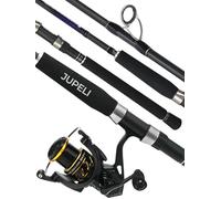 JUPELI Spinning Rod and Reel Combo 2.1m - Heavy Power Fast Action | 12-50g Lure Weight | 4-Piece Travel Predator Fishing Setup for Pike, Perch & Bass