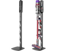 JUPELI Vacuum Stand Compatible with Dyson V15, V12, V11, V10, V8, V7, V6 - Freestanding Floor Holder with Hidden Cable, No-Drill Metal Storage Rack for Cordless Vacuum Cleaners & Accessories
