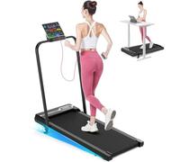Jupgod Walking Pad with Incline, 3 in 1 Treadmills for Home Foldable, 2.5HP Folding Treadmill Under Desk with Remote Control & LED Display for Home/Office Cardio Fitness Exercise (Black-Incline)
