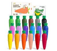 JUPITEARTH 18 Colors Crayons for Toddlers 1-3, Non Toxic Beeswax Carrot-Shaped Toddler Crayons with 30-Page Coloring Book and 120 PDF Pages, Mess-Free Coloring for Kids Ages 2-4 4-8 Art Supplies Gift