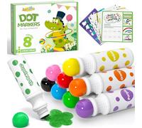 JUPITEARTH 22 PCS Dot Markers, 8 Colors Washable Bingo Daubers with 120 PDF & 12 Printed Activity Papers 2 Stencils, Non-Toxic Dot Paint f, Markers for Arts and Crafts