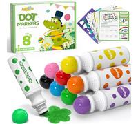 JUPITEARTH 22 PCS Dot Markers for Toddlers, 8 Colors Washable Bingo Daubers with 120 PDF & 12 Printed Activity Papers 2 Stencils, Non-Toxic Dot Paint for Toddler 1-3, Markers for Kid Arts and Crafts