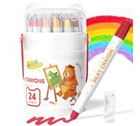 JUPITEARTH 24-Color Crayons for Kids 4-8, Non-Toxic Washable Crayons, Ultra-Silky Easy-Grip Art Supplies, Ideal Coloring Gift for Boys and Girls