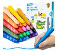 JUPITEARTH 24 Colors Crayons for Kids Ages 4-8 with Coloring Book & Bonus Stickers, Non-Toxic & Washable Triangle Crayons for Toddlers 1-3, Fat Brain Toys for Art Supplies and Ideal Gifts for Kids