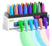 JUPITEARTH 24 Colors Crayons for Toddlers, Non-Toxic Washable Rocket Crayons, Easy-to-Hold Coloring Gifts & Art Supplies for Little Hands