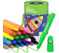 JUPITEARTH 24 Colours Twistable Rocket Crayons for Toddlers Aged 1-3,Non-Toxic Washable Crayons for Children 4-8 with Storage Tub-Smooth,Easy-Grip Art Supplies,Perfect Colouring Gift for Boys&Girls