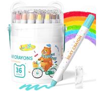 JUPITEARTH 36-Color Crayons for Kids 4-8, Non-Toxic Washable Crayons for Toddlers, Ultra-Silky Easy-Grip Art Supplies, Ideal Coloring Gift for Boys and Girls