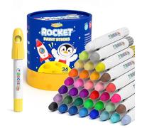JUPITEARTH 36 Colors Rocket Tempera Paint Sticks with 120 PDF Coloring Pages, Quick Drying, Non-Toxic and Washable Paint Sticks for Kids and Students, Art Supplies for Drawing on Paper and Canvas