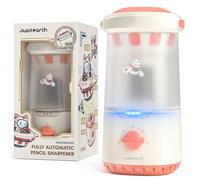 JUPITEARTH Electric Pencil Sharpener for Kids, Hands-Free, Rechargeable, Auto in & Out Spaceship Fully Automatic Pencil Sharpener Fits 6.9-11mm Colored/No.2 Pencils for Classroom Home Office (Pink)