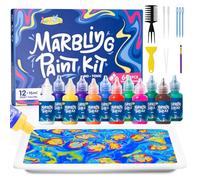 JUPITEARTH Water Marbling Paint for Kids,12 Colours,Arts & Crafts Set for Girls & Boys,Creative Art Supplies for Kids,Gifts for Girls,Aged 3-5,4-8,8-12,Birthday & Christmas Gifts