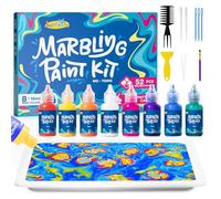 JUPITEARTH Water Marbling Paint for Kids,8 Colours,Arts & Crafts Set for Girls & Boys,Creative Art Supplies for Kids Aged 3-5,4-8,8-12,DIY Marbling Paint for Craft Projects,Birthday & Christmas Gifts