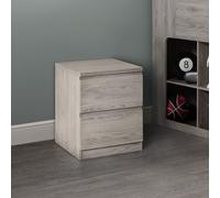 Jupiter - 2 Drawer Bedside Table - Grey Oak - Wooden - Happy Beds