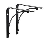 Jupiter Black Contemporary Stylish Decorative Modern Metal Steel Shelf Brackets (Black - 200mm x 200mm, 4, Pack)