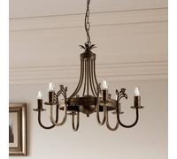 Jupiter Castle chandelier, dark hand-patinated, 6-bulb