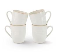 Jupiter Coffee Mugs Set of 4, 14oz/400ml Stoneware Tea Cups with Large Handle for Latte/Cappuccino/Milk/Cocoa/Tea, Microwave & Dishwasher Safe, White