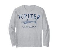 Jupiter Florida Shark Fishing Vintage Navy Blue Letters Long Sleeve T-Shirt