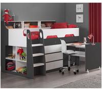 Jupiter Grey And White Wooden Midsleeper Cabin Bed Frame - 3Ft Single