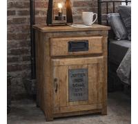 Jupiter Industrial Bedside Cabinet - 1 Door - 1 Drawer - Mango Wood and Metal