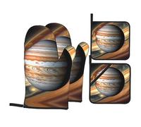 Jupiter Landscape This Unique Printed Oven mitt and potholder Set is an Eye-catching Combination, Featuring Water-Resistant Polyester and Heat-Insulating Fabric.