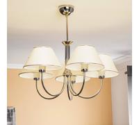 Jupiter London chandelier in chrome/cream, 5-bulb