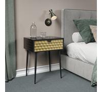 Core Products Options Jupiter Metal 1 Drawer Bedside Cabinet Gold Drawer With Black Handle And Legs, Black