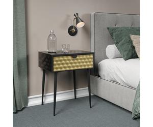 Jupiter Metal 1-Drawer Bedside Cabinet, Art-Deco Nightstand, Storage Table