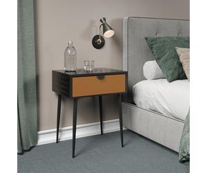 Jupiter Metal 1-Drawer Bedside Cabinet, Art-Deco Nightstand, Storage Table